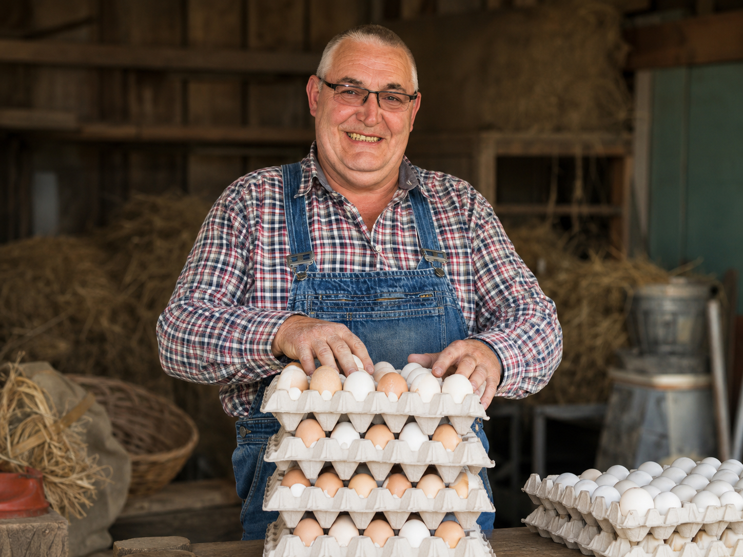 Eier-Uli mit frisch sortierten Eiern